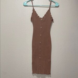 Madrag Brown Sleeveless Button-Down Dress